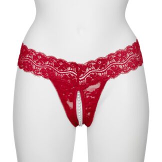 NORTIE Malin Red Crotchless Orgasm Pearl G-String - Red - L/XL
